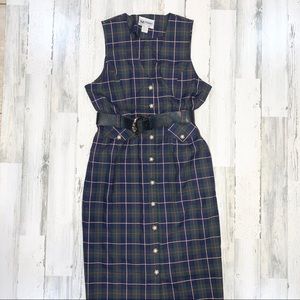 SLFashions | Vintage Plaid Button Front Maxi Dress